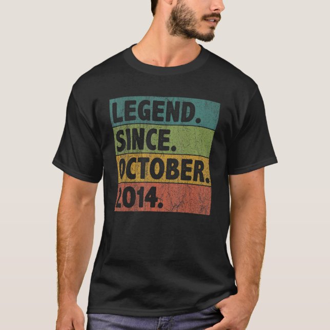 8 Year Old  Legend Since October 2014 8th Birthday T-Shirt (Front)