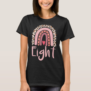 8 Year Old Leopard Rainbow Birthday Party Cute Gir T-Shirt