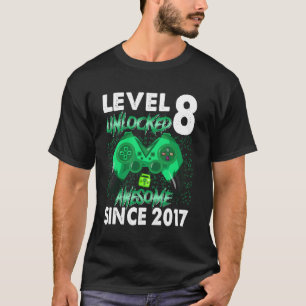 8 Year Old Level 8 Unlocked Awesome 2017 8th Birth T-Shirt