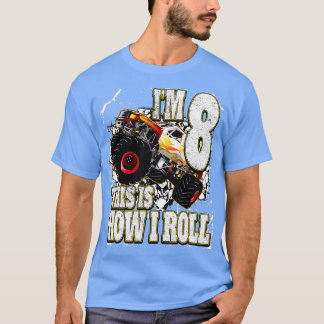 8 Year Old Monster Truck Birthday T-Shirt