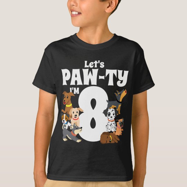 8 Year Old Puppy Dog Birthday Pawty Dogs 8th Party T-Shirt (Front)