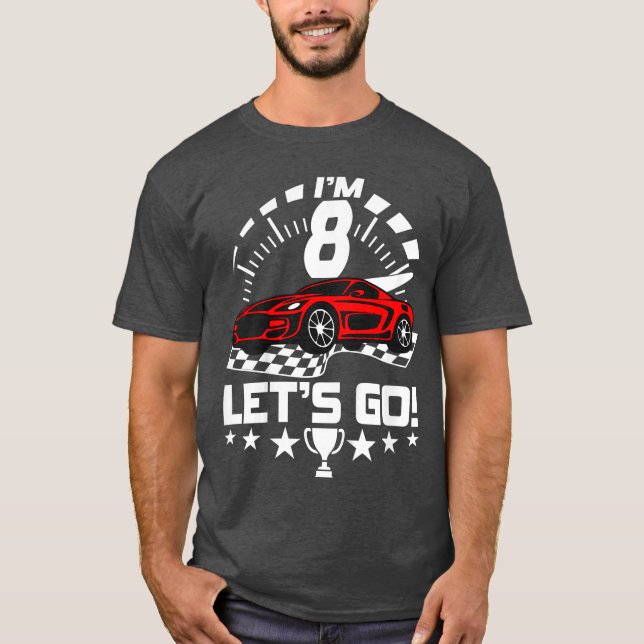8 Year Old Race 8th Birthday Racing RaceBoys Girls T-Shirt (Front)