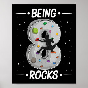 8 Year Old Rock Climbing 8th Birthday Adventures C Poster