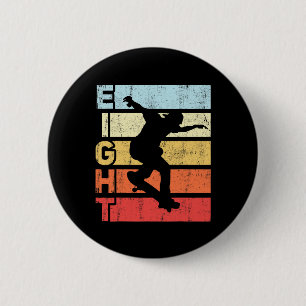 8 Year Old Skater Skateboarding 8th Birthday Party 6 Cm Round Badge