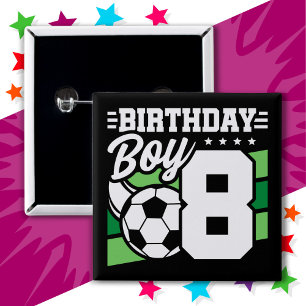 8 Year Old Soccer Football Party 8th Birthday Boy 15 Cm Square Badge