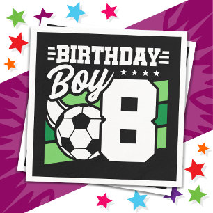 8 Year Old Soccer Football Party 8th Birthday Boy Napkin