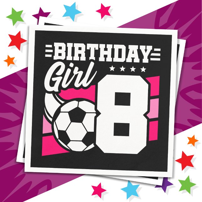 8 Year Old Soccer Football Party 8th Birthday Girl Napkin (Creator Uploaded)