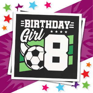 8 Year Old Soccer Football Party 8th Birthday Girl Napkin