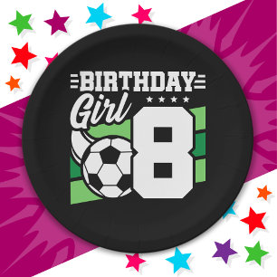 8 Year Old Soccer Football Party 8th Birthday Girl Paper Plate