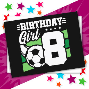 8 Year Old Soccer Football Party 8th Birthday Girl Postcard