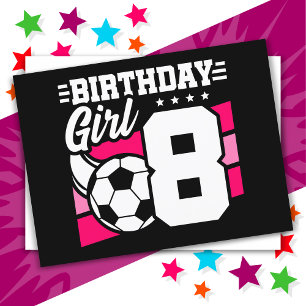 8 Year Old Soccer Football Party 8th Birthday Girl Postcard