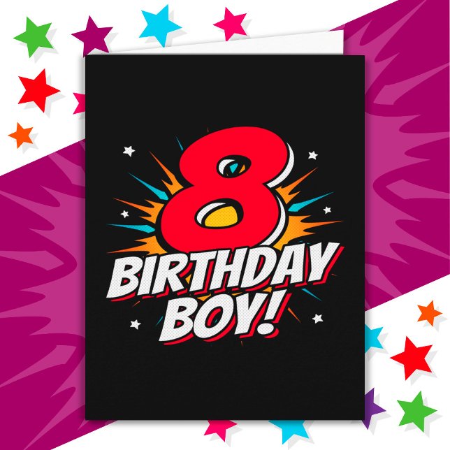 8 Year Old Superhero Birthday Boy 8th Birthday Card (Creator Uploaded)