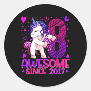 8 Year Old Unicorn Gifts For Girls 8th Birthday Gi Classic Round Sticker