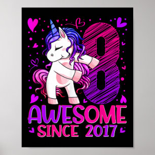 8 Year Old Unicorn Gifts For Girls 8th Birthday Gi Poster