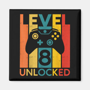 8 Years Birthday 8th Level Unlocked Gaming Quote Magnet