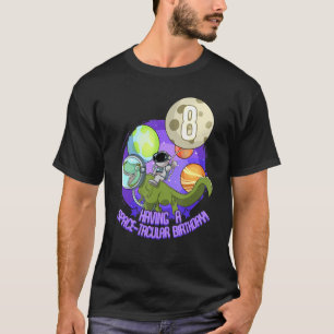 8 Years Birthday Boy Astronaut Riding T-Rex Planet T-Shirt