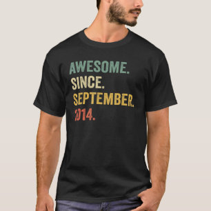 8 Years Old  8th Birthday Awesome Since September  T-Shirt