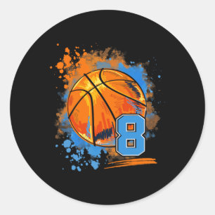 8 Years Old 8th Birthday Basketball  Classic Round Sticker