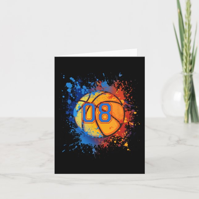 8 Years Old 8th Birthday Basketball Gift For Boys  Card (Front)