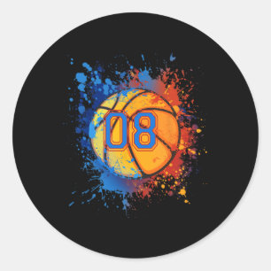 8 Years Old 8th Birthday Basketball Gift For Boys Classic Round Sticker