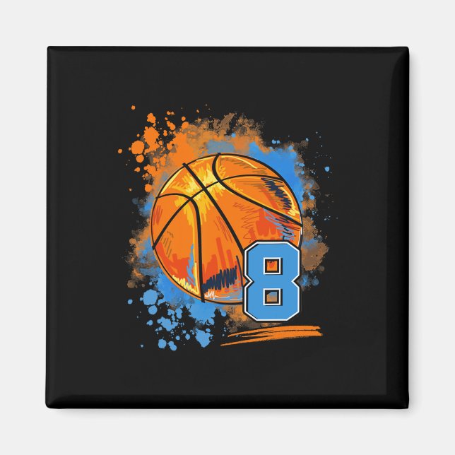 8 Years Old 8th Birthday Basketball  Magnet (Front)