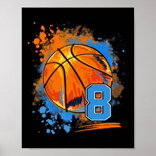 8 Years Old 8th Birthday Basketball Poster