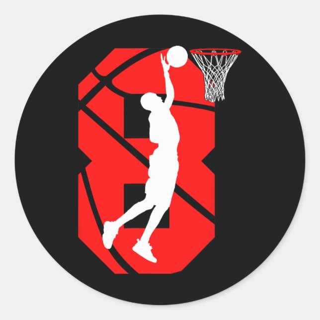 8 years Old 8th Birthday Boy Basketball lovers  Classic Round Sticker (Front)