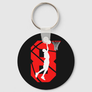 8 years Old 8th Birthday Boy Basketball lovers Key Ring