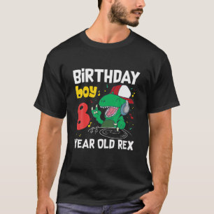 8 Years Old 8Th Birthday Dinosaur Rex T-Shirt