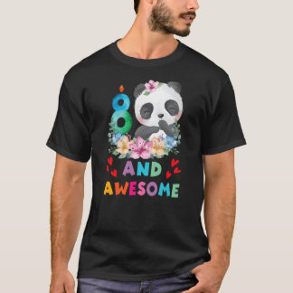 8 Years Old 8th Birthday Panda Unicorn Girl Party  T-Shirt