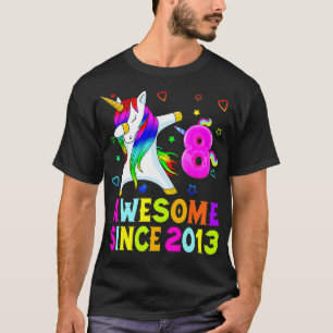 8 Years Old, 8th Birthday Unicorn Dabbing Awesome T-Shirt