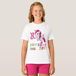 8 Years Old 8th Birthday Unicorn Shirt Girl