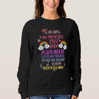 8 Years Old 8th Birthday  Vintage Retro 96 Months Sweatshirt