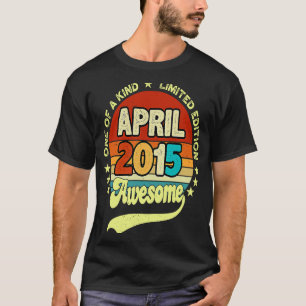 8 Years Old Awesome Since April 2015 8th Birthday T-Shirt
