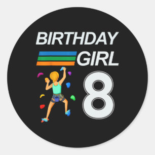 8 Years Old Birthday Bouldering Rock Climbing For Classic Round Sticker