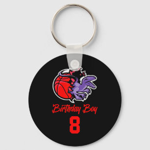 8 Years Old Birthday Boy For Bysketbyll And Dinosa Key Ring