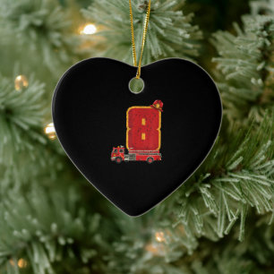 8 Years Old Birthday Boy Gifts Firefighter Ceramic Ornament