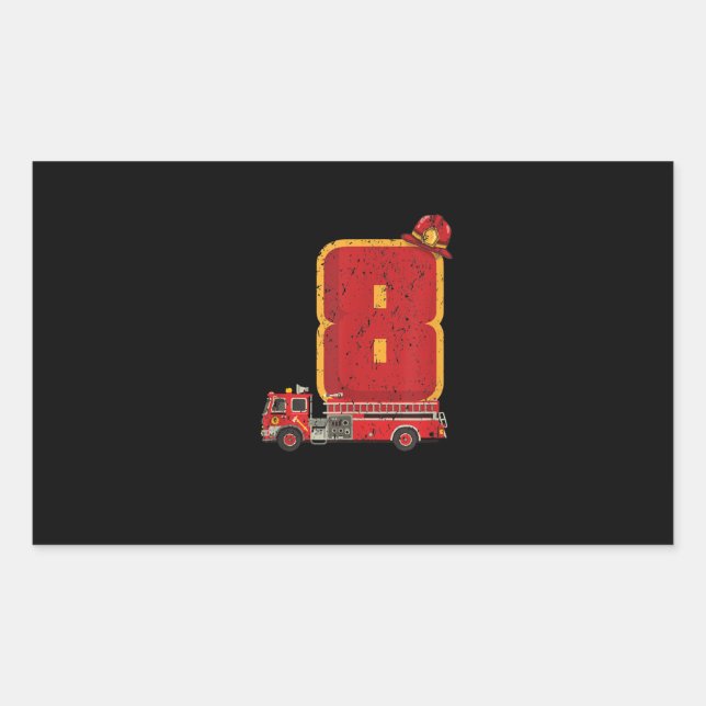 8 Years Old Birthday Boy Gifts Firefighter Rectangular Sticker (Front)