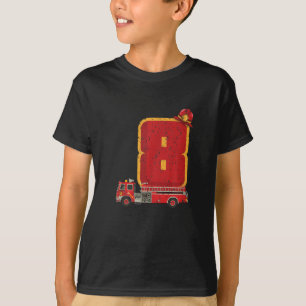 8 Years Old Birthday Boy Gifts Firefighter T-Shirt