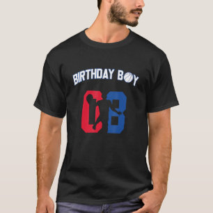 8 Years Old Birthday Boy Red And Blue Basketball T-Shirt