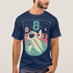 8 Years Old Birthday Boy Tee Astronaut 8th Bday Pa