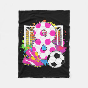 8 Years Old Birthday Girl 8th Birthday Soccer Them Fleece Blanket