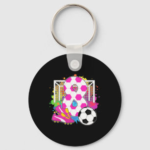8 Years Old Birthday Girl 8th Birthday Soccer Them Key Ring
