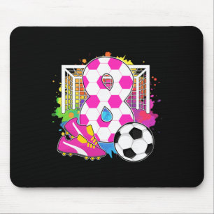 8 Years Old Birthday Girl 8th Birthday Soccer Them Mouse Pad