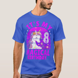 8 Years Old Birthday Girl Unicorn Purple Vintage R T-Shirt
