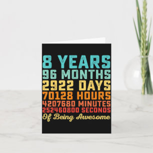 8 Years Old Birthday Quote Funny 8th B-Day Math Card