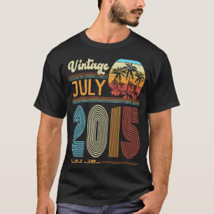 8 Years Old Birthday Vintage July 2015 Girls Boys T-Shirt