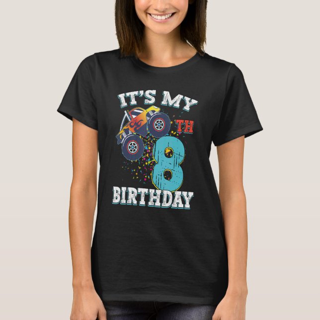 8 Years Old Boy Girl It's My 8th Birthday Monster  T-Shirt (Front)