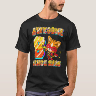 8 Years Old Cat Awesome Since 2015 Cat 8th Birthda T-Shirt