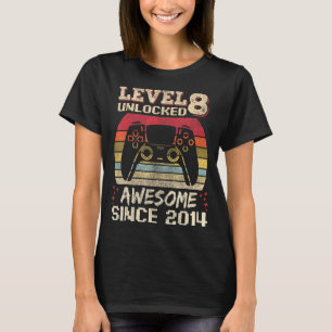 8 Years Old  Gamer Boy Birthday 8 Level Unlocked 2 T-Shirt